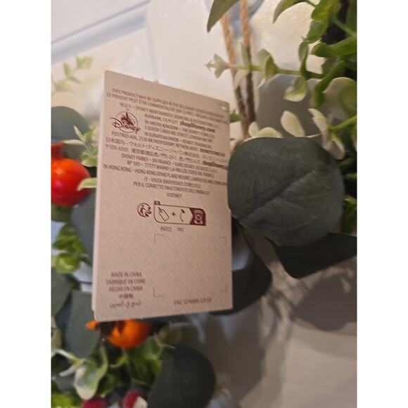 NWT Disney Parks Mickey Mouse Icon Christmas Holiday Wreath Floral Homestead - Picture 4 of 9